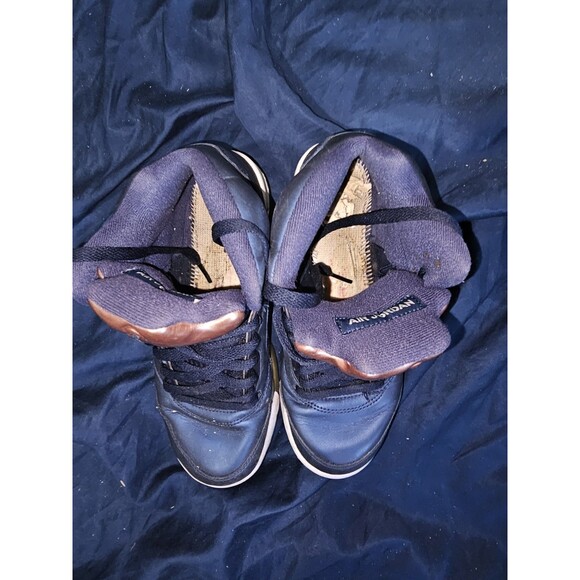 NIKE AIR JORDAN 5 RETRO V BG OBSID BLUE-BRONZE Sz 5Y - Picture 6 of 7